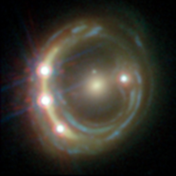 Image of RXJ1131-1231, a gravitationally-lensed quasar with its host lensed as well